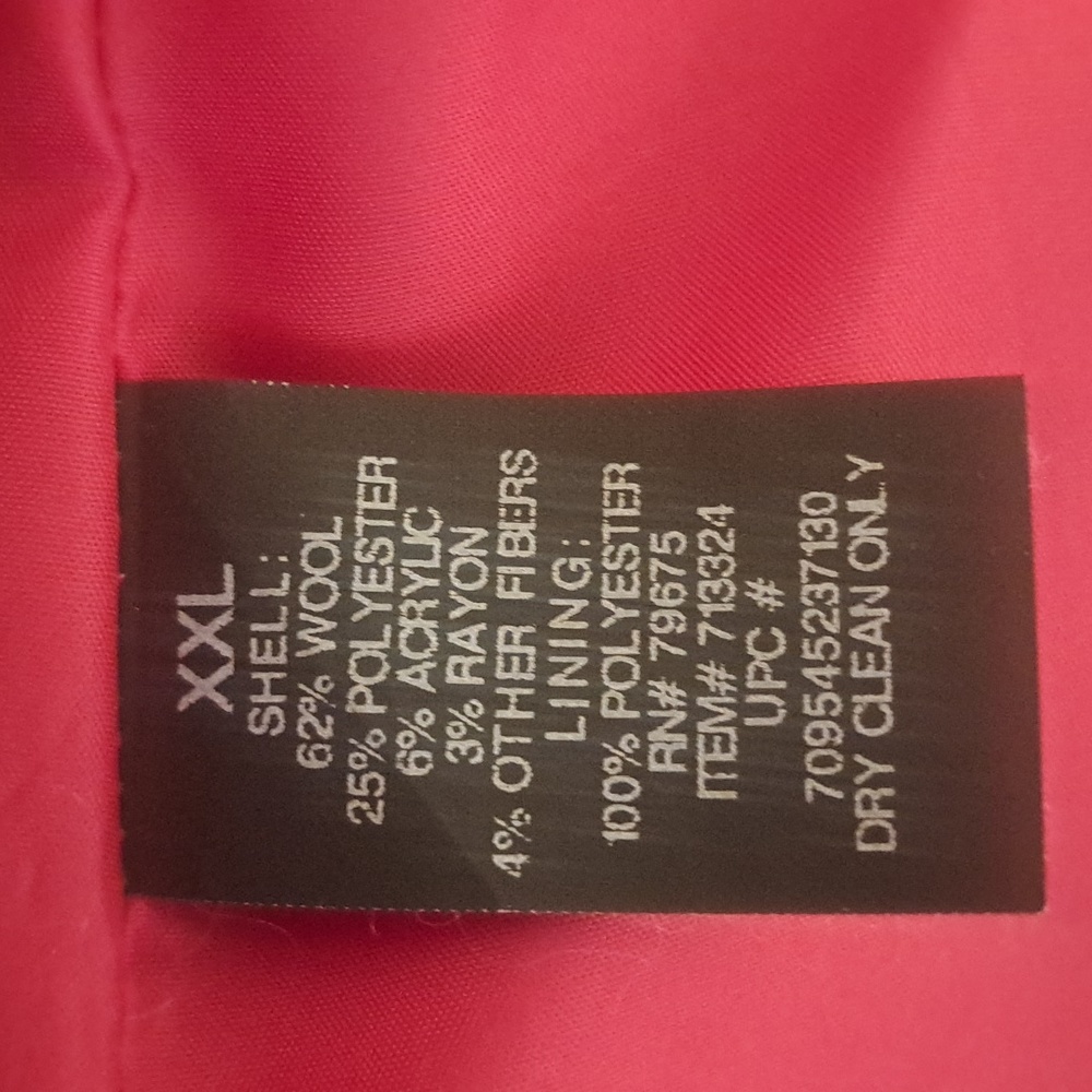London Fog Classic Double Breasted Coat - Red  XXL - Picture 4 of 5